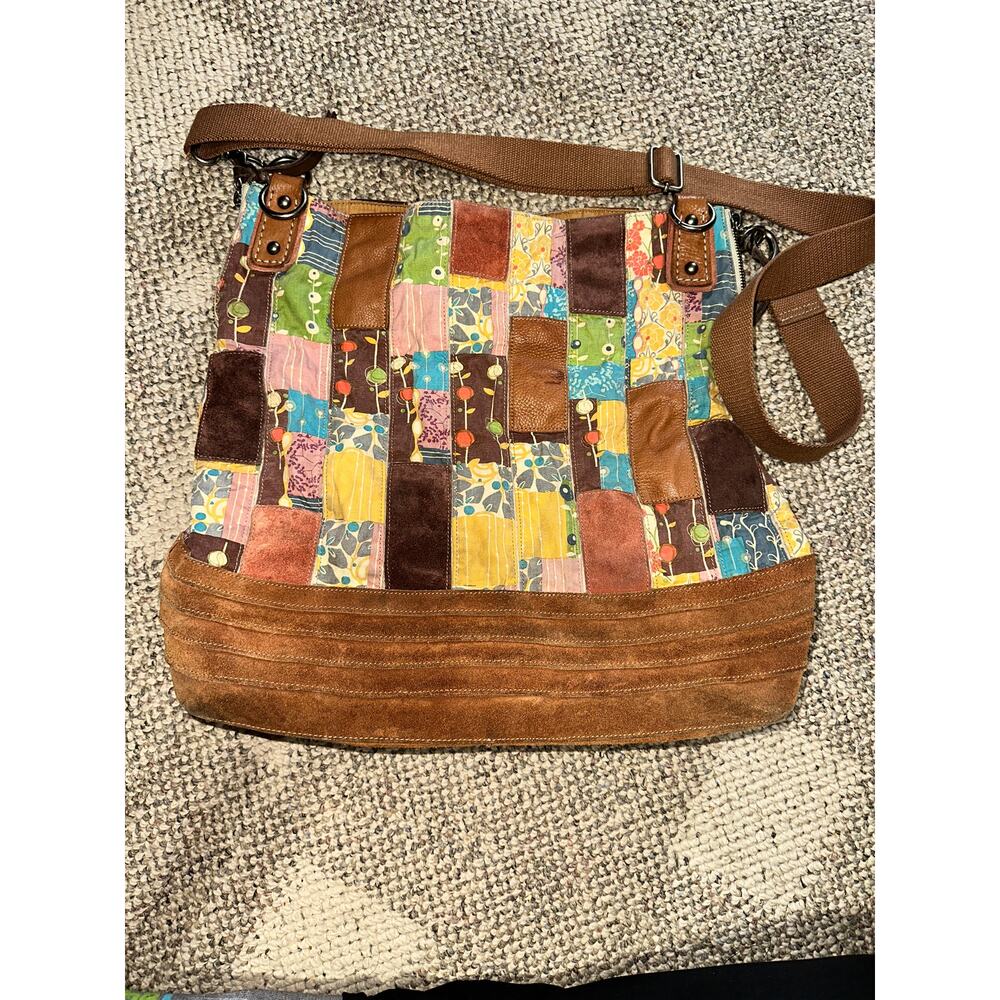 Vintage Fossil Patchwork Hobo/Bucket Bag Y2K Style
